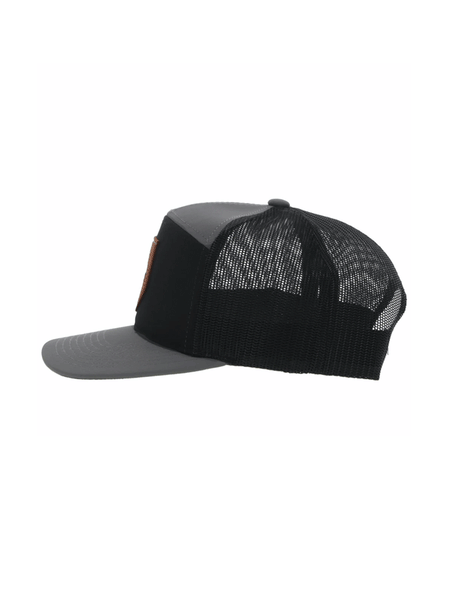 Hooey 4042T-GYBK RIGGIN Roughy High Profile Snapback Trucker Hat Grey And Black side view. If you need any assistance with this item or the purchase of this item please call us at five six one seven four eight eight eight zero one Monday through Saturday 10:00a.m EST to 8:00 p.m EST