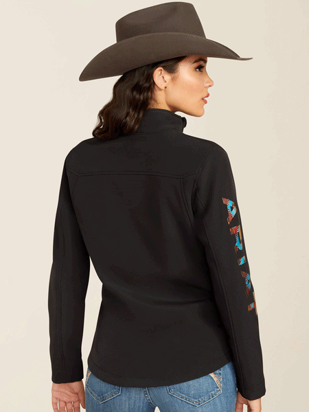 Ariat 10051977 Womens New Team Softshell Jacket Black back view. If you need any assistance with this item or the purchase of this item please call us at five six one seven four eight eight eight zero one Monday through Saturday 10:00a.m EST to 8:00 p.m EST
