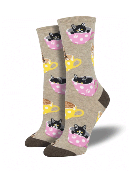 Socksmith WNC1771-HEM Womens Cat-Feinated Socks Hemp Heather front view. If you need any assistance with this item or the purchase of this item please call us at five six one seven four eight eight eight zero one Monday through Saturday 10:00a.m EST to 8:00 p.m EST