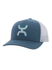Hooey 2306T-BLWH STERLING Mid Profile Snapback Trucker Hat Blue And White front and side view. If you need any assistance with this item or the purchase of this item please call us at five six one seven four eight eight eight zero one Monday through Saturday 10:00a.m EST to 8:00 p.m EST