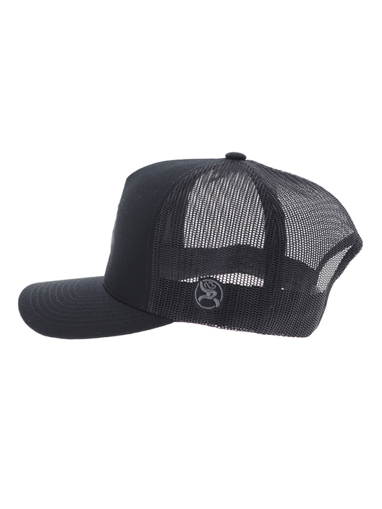 Hooey 4045T-BK WHIT High Profile Snapback Trucker Hat Black side view. If you need any assistance with this item or the purchase of this item please call us at five six one seven four eight eight eight zero one Monday through Saturday 10:00a.m EST to 8:00 p.m EST