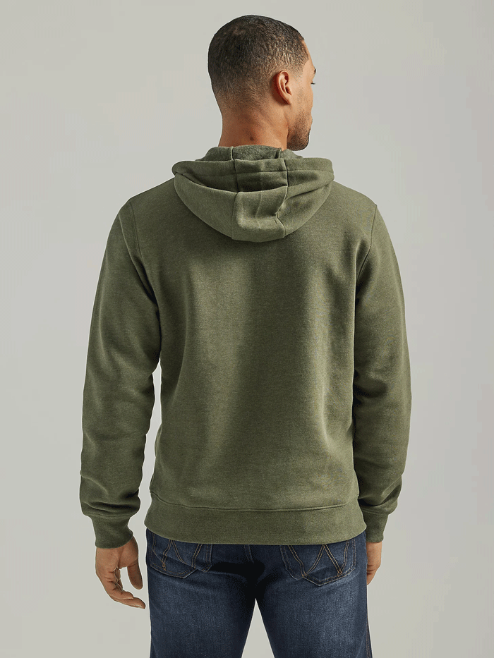 Wrangler 112339644 Mens Front Animal Logo Pullover Hoodie Deep Depths Heather front view. If you need any assistance with this item or the purchase of this item please call us at five six one seven four eight eight eight zero one Monday through Saturday 10:00a.m EST to 8:00 p.m EST