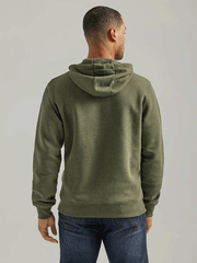 Wrangler 112339644 Mens Front Animal Logo Pullover Hoodie Deep Depths Heather back view. If you need any assistance with this item or the purchase of this item please call us at five six one seven four eight eight eight zero one Monday through Saturday 10:00a.m EST to 8:00 p.m EST