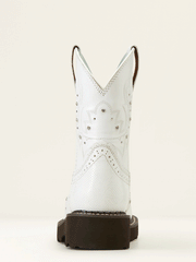 Ariat 10047012 Womens Fatbaby Gembaby Western Boot Snake Emboss White back view. If you need any assistance with this item or the purchase of this item please call us at five six one seven four eight eight eight zero one Monday through Saturday 10:00a.m EST to 8:00 p.m EST