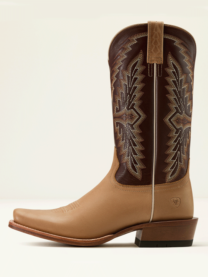 Ariat 10061217 Mens Futurity Showman Cowboy Boot Flaxen Tan front and side view. If you need any assistance with this item or the purchase of this item please call us at five six one seven four eight eight eight zero one Monday through Saturday 10:00a.m EST to 8:00 p.m EST