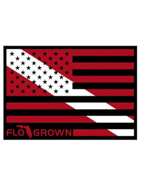 FloGrown FGS-075S Diver Mash Up Decal Red front view. If you need any assistance with this item or the purchase of this item please call us at five six one seven four eight eight eight zero one Monday through Saturday 10:00a.m EST to 8:00 p.m EST