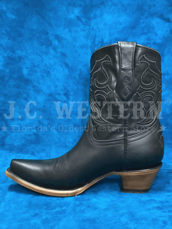 Corral Z5111 Ladies Embroidery Ankle Western Boot Black front and side view. If you need any assistance with this item or the purchase of this item please call us at five six one seven four eight eight eight zero one Monday through Saturday 10:00a.m EST to 8:00 p.m EST