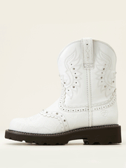 Ariat 10047012 Womens Fatbaby Gembaby Western Boot Snake Emboss White outter side view. If you need any assistance with this item or the purchase of this item please call us at five six one seven four eight eight eight zero one Monday through Saturday 10:00a.m EST to 8:00 p.m EST
