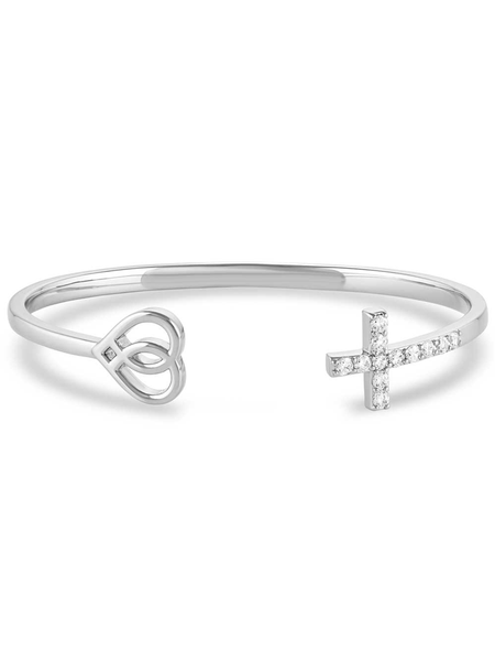 Montana Silversmiths FFBC5537 Womens Love and Faith Cuff Bracelet Silver front view. If you need any assistance with this item or the purchase of this item please call us at five six one seven four eight eight eight zero one Monday through Saturday 10:00a.m EST to 8:00 p.m EST