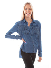 Scully HC641 Womens Western Blouse Denim front view. If you need any assistance with this item or the purchase of this item please call us at five six one seven four eight eight eight zero one Monday through Saturday 10:00a.m EST to 8:00 p.m EST