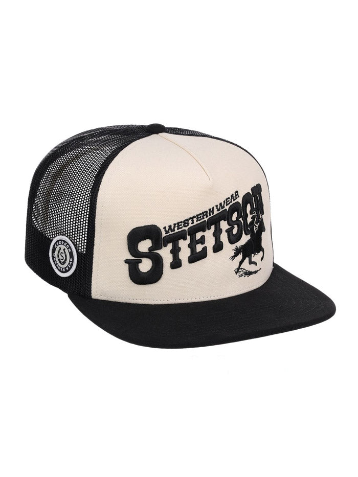 Stetson SCHC5F-0012 Cowboy Wrangler Trucker Hat Black front view. If you need any assistance with this item or the purchase of this item please call us at five six one seven four eight eight eight zero one Monday through Saturday 10:00a.m EST to 8:00 p.m EST
