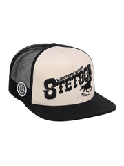 Stetson SCHC5F-0012 Cowboy Wrangler Trucker Hat Black front and side view. If you need any assistance with this item or the purchase of this item please call us at five six one seven four eight eight eight zero one Monday through Saturday 10:00a.m EST to 8:00 p.m EST