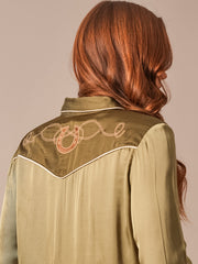 Kimes Ranch MERADA Womens Western Shirt Moss back view. If you need any assistance with this item or the purchase of this item please call us at five six one seven four eight eight eight zero one Monday through Saturday 10:00a.m EST to 8:00 p.m EST