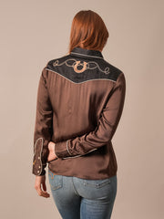Kimes Ranch MERADA-BLK Womens Western Shirt Black back view. If you need any assistance with this item or the purchase of this item please call us at five six one seven four eight eight eight zero one Monday through Saturday 10:00a.m EST to 8:00 p.m EST