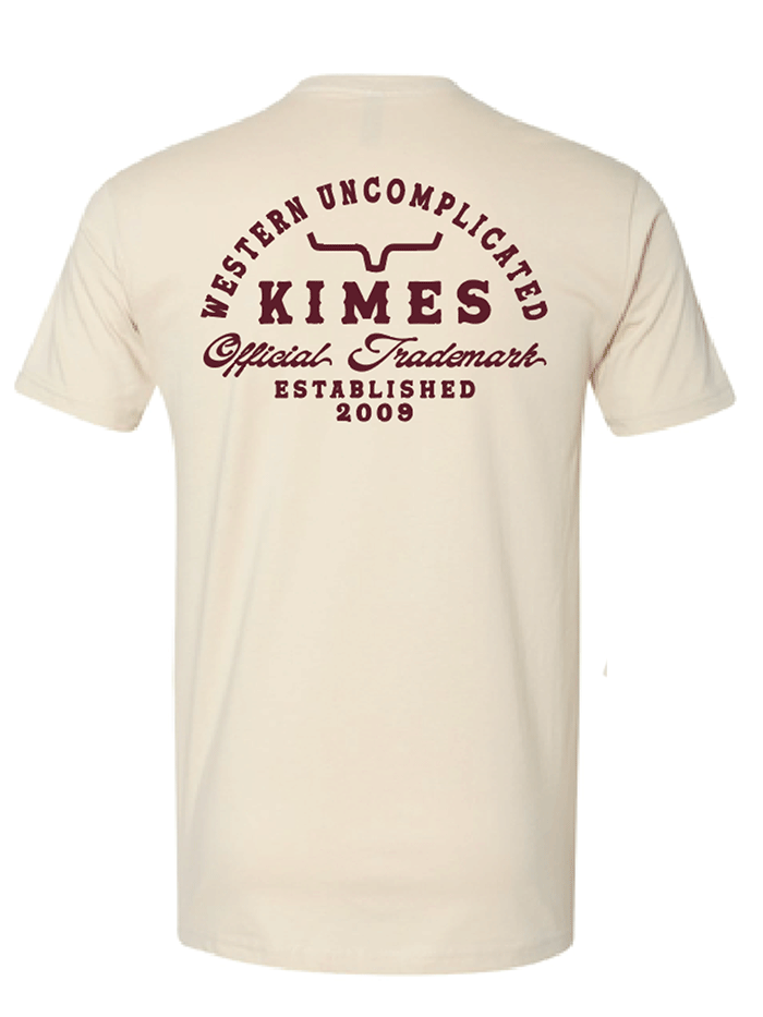 Kimes Ranch HEAVY TEXT Mens Short Sleeve Graphic T-Shirt Natural back view. If you need any assistance with this item or the purchase of this item please call us at five six one seven four eight eight eight zero one Monday through Saturday 10:00a.m EST to 8:00 p.m EST