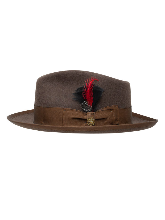 Stetson TWWIPTB102323 WHIPPET B Wool Fedora Hat Mink front and side view. If you need any assistance with this item or the purchase of this item please call us at five six one seven four eight eight eight zero one Monday through Saturday 10:00a.m EST to 8:00 p.m EST
