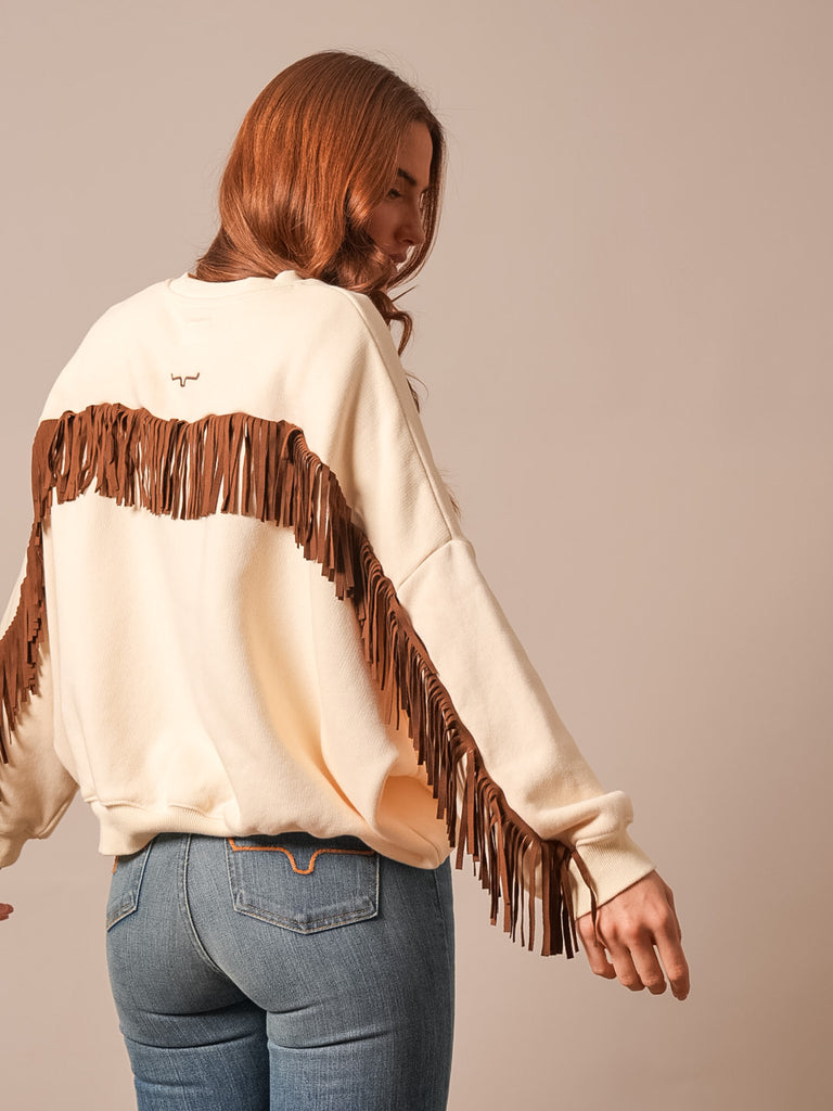 Kimes Ranch BOBBY Womens Fringe Pullover Natural front view. If you need any assistance with this item or the purchase of this item please call us at five six one seven four eight eight eight zero one Monday through Saturday 10:00a.m EST to 8:00 p.m EST