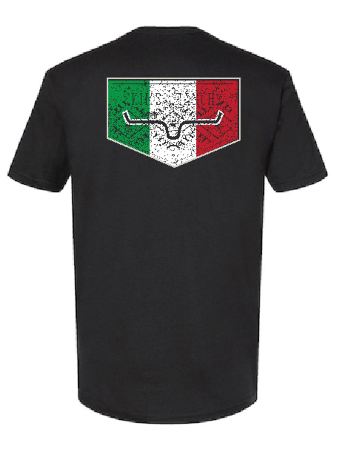 Kimes Ranch MEXICANA PLATE Mens Short Sleeve Graphic T-Shirt Black back view. If you need any assistance with this item or the purchase of this item please call us at five six one seven four eight eight eight zero one Monday through Saturday 10:00a.m EST to 8:00 p.m EST
