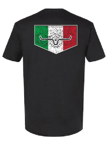 Kimes Ranch MEXICANA PLATE Mens Short Sleeve Graphic T-Shirt Black back view. If you need any assistance with this item or the purchase of this item please call us at five six one seven four eight eight eight zero one Monday through Saturday 10:00a.m EST to 8:00 p.m EST
