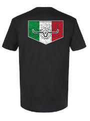 Kimes Ranch MEXICANA PLATE Mens Short Sleeve Graphic T-Shirt Black back view. If you need any assistance with this item or the purchase of this item please call us at five six one seven four eight eight eight zero one Monday through Saturday 10:00a.m EST to 8:00 p.m EST
