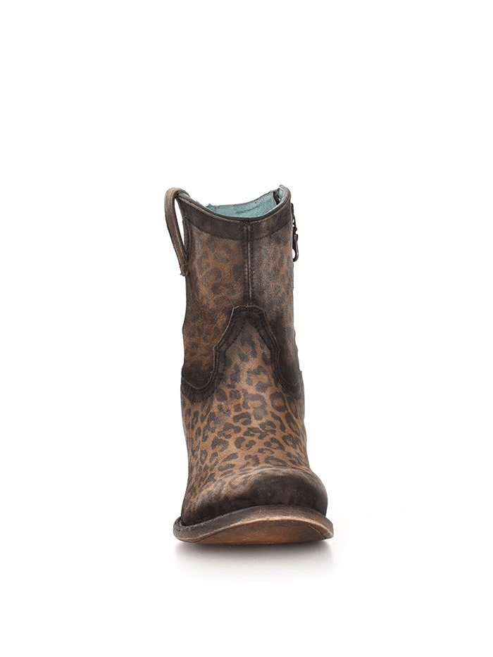 Corral C3627 Ladies Leopard Print Round Toe Zipper Bootie Sand front and side view. If you need any assistance with this item or the purchase of this item please call us at five six one seven four eight eight eight zero one Monday through Saturday 10:00a.m EST to 8:00 p.m EST