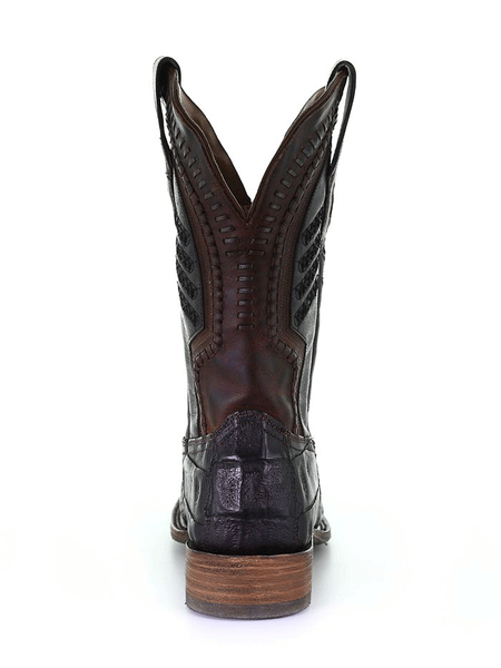Corral A3878 Mens Embroidery And Woven Square Toe Caiman Boot Oil Brown back view. If you need any assistance with this item or the purchase of this item please call us at five six one seven four eight eight eight zero one Monday through Saturday 10:00a.m EST to 8:00 p.m EST