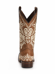 Circle G L5409 Ladies Embroidery Square Toe Boots Tan back view. If you need any assistance with this item or the purchase of this item please call us at five six one seven four eight eight eight zero one Monday through Saturday 10:00a.m EST to 8:00 p.m EST