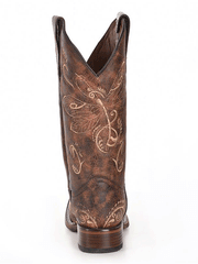 Circle G L5079 Ladies Bone Dragonfly Embroidery Square Toe Boots Brown back. If you need any assistance with this item or the purchase of this item please call us at five six one seven four eight eight eight zero one Monday through Saturday 10:00a.m EST to 8:00 p.m EST