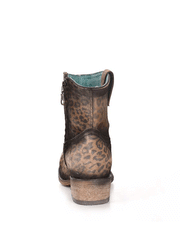 Corral C3627 Ladies Leopard Print Round Toe Zipper Bootie Sand back view. If you need any assistance with this item or the purchase of this item please call us at five six one seven four eight eight eight zero one Monday through Saturday 10:00a.m EST to 8:00 p.m EST