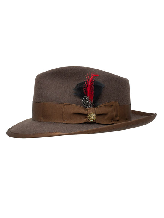 Stetson TWWIPTB102323 WHIPPET B Wool Fedora Hat Mink side view. If you need any assistance with this item or the purchase of this item please call us at five six one seven four eight eight eight zero one Monday through Saturday 10:00a.m EST to 8:00 p.m EST
