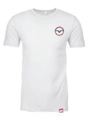 Kimes Ranch 76 Mens Short Sleeve Graphic T-Shirt White front view. If you need any assistance with this item or the purchase of this item please call us at five six one seven four eight eight eight zero one Monday through Saturday 10:00a.m EST to 8:00 p.m EST