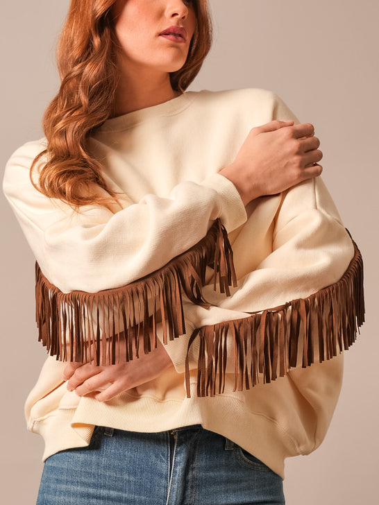 Kimes Ranch BOBBY Womens Fringe Pullover Natural front view. If you need any assistance with this item or the purchase of this item please call us at five six one seven four eight eight eight zero one Monday through Saturday 10:00a.m EST to 8:00 p.m EST