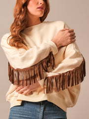 Kimes Ranch BOBBY Womens Fringe Pullover Natural front view. If you need any assistance with this item or the purchase of this item please call us at five six one seven four eight eight eight zero one Monday through Saturday 10:00a.m EST to 8:00 p.m EST