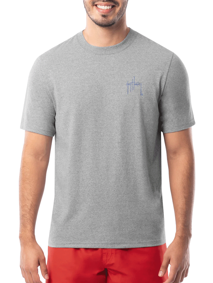 Guy Harvey GHV55727-LGH Mens Glory Sail Short Sleeve T-Shirt Light Grey Heather back view. If you need any assistance with this item or the purchase of this item please call us at five six one seven four eight eight eight zero one Monday through Saturday 10:00a.m EST to 8:00 p.m EST