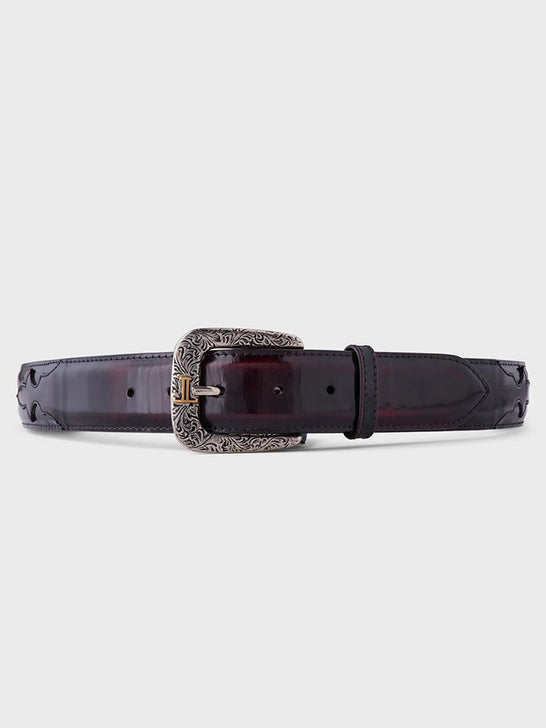 Lucchese W2211 Smooth Goat Belt Black Cherry front view. If you need any assistance with this item or the purchase of this item please call us at five six one seven four eight eight eight zero one Monday through Saturday 10:00a.m EST to 8:00 p.m EST