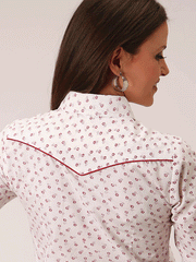 Roper 01-050-0086-3057 Womens Floral Print Western Shirt White back view. If you need any assistance with this item or the purchase of this item please call us at five six one seven four eight eight eight zero one Monday through Saturday 10:00a.m EST to 8:00 p.m EST