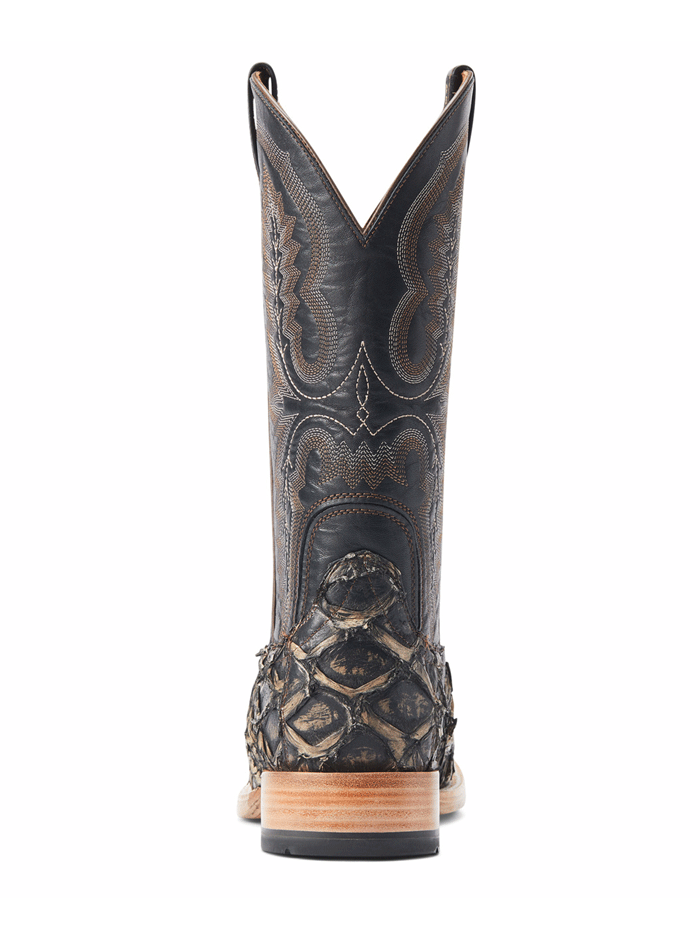 Ariat 10044420 Mens Deep Water Western Boot Distressed Black Piraruci front and side view. If you need any assistance with this item or the purchase of this item please call us at five six one seven four eight eight eight zero one Monday through Saturday 10:00a.m EST to 8:00 p.m EST