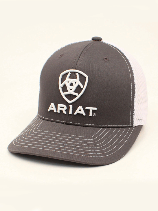 Ariat A300003206 Mens Shield Cap Grey front view. If you need any assistance with this item or the purchase of this item please call us at five six one seven four eight eight eight zero one Monday through Saturday 10:00a.m EST to 8:00 p.m EST