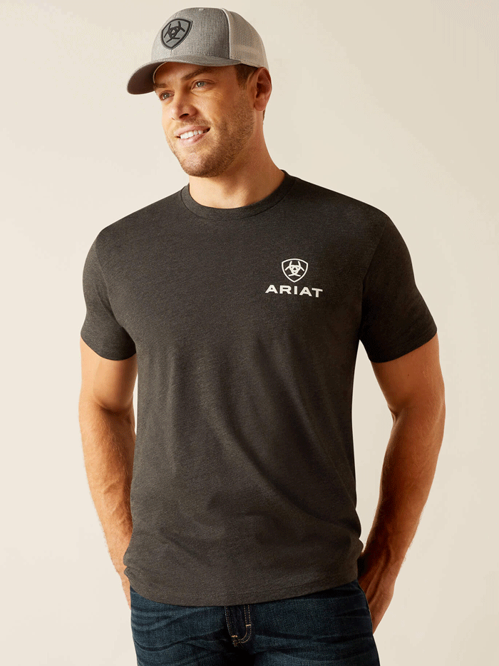 Ariat 10051453 Mens Star Spangled T-Shirt Charcoal Heather back view. If you need any assistance with this item or the purchase of this item please call us at five six one seven four eight eight eight zero one Monday through Saturday 10:00a.m EST to 8:00 p.m EST