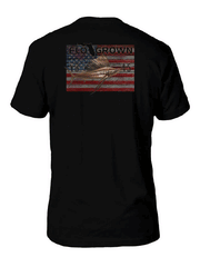 FloGrown FGM-1631 Mens Sailfish's Flag Plank Tee Black back view. If you need any assistance with this item or the purchase of this item please call us at five six one seven four eight eight eight zero one Monday through Saturday 10:00a.m EST to 8:00 p.m EST