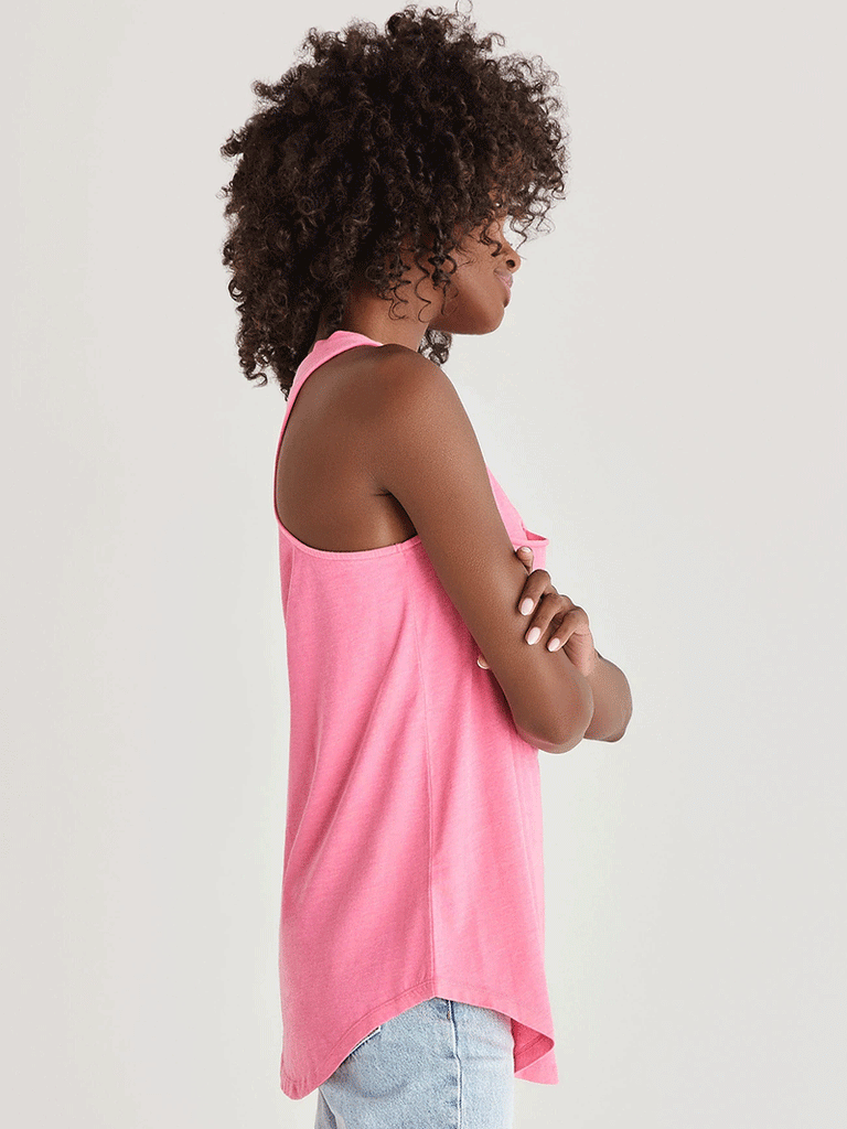 Z Supply ZT165135-FLO Womens Pocket Racer Tank Top Flamingo front view. If you need any assistance with this item or the purchase of this item please call us at five six one seven four eight eight eight zero one Monday through Saturday 10:00a.m EST to 8:00 p.m EST