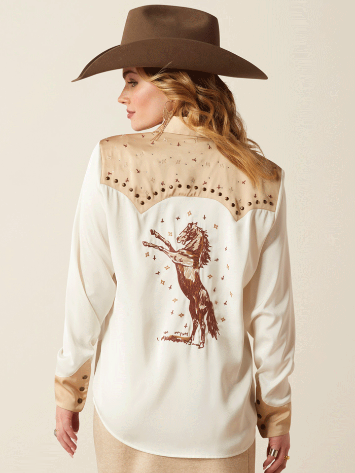 Ariat 10053974 Womens Wildhorse Shirt Summer Sand Ivory front. If you need any assistance with this item or the purchase of this item please call us at five six one seven four eight eight eight zero one Monday through Saturday 10:00a.m EST to 8:00 p.m EST