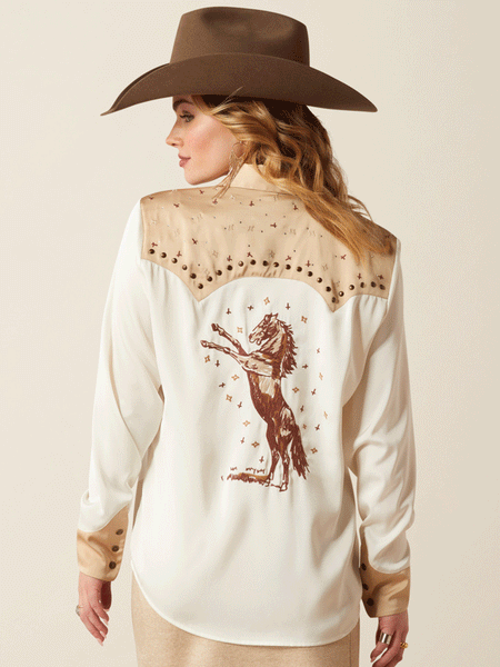 Ariat 10053974 Womens Wildhorse Shirt Summer Sand Ivory back. If you need any assistance with this item or the purchase of this item please call us at five six one seven four eight eight eight zero one Monday through Saturday 10:00a.m EST to 8:00 p.m EST