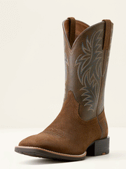 Ariat 10053732 Mens Sport Wide Square Toe Cowboy Boot Mesa Tan Bark front and side. If you need any assistance with this item or the purchase of this item please call us at five six one seven four eight eight eight zero one Monday through Saturday 10:00a.m EST to 8:00 p.m EST