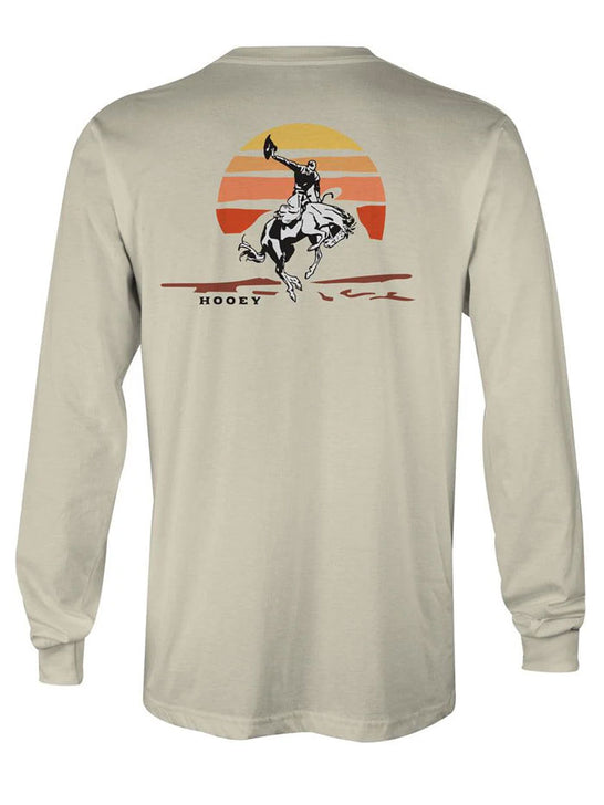 Hooey HT1534CR Sunset Bronc Long Sleeve T-Shirt Cream back view. If you need any assistance with this item or the purchase of this item please call us at five six one seven four eight eight eight zero one Monday through Saturday 10:00a.m EST to 8:00 p.m EST