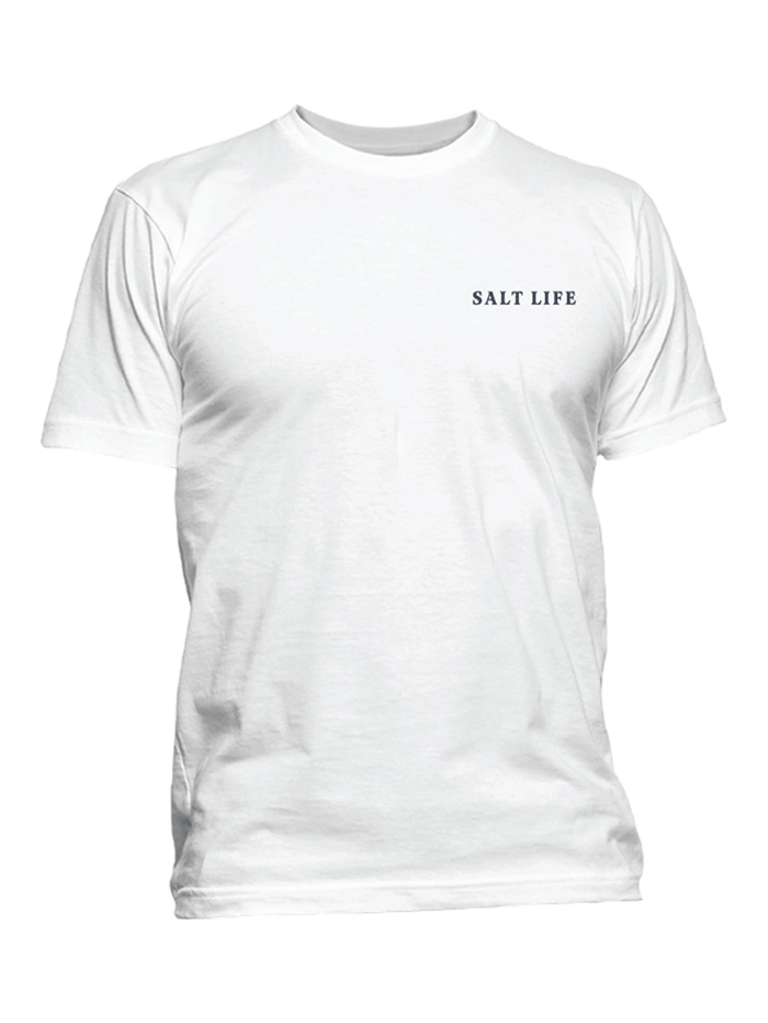 Salt Life SLM11158-WHT Mens Hide N Sea Short Sleeve Tee White back view. If you need any assistance with this item or the purchase of this item please call us at five six one seven four eight eight eight zero one Monday through Saturday 10:00a.m EST to 8:00 p.m EST