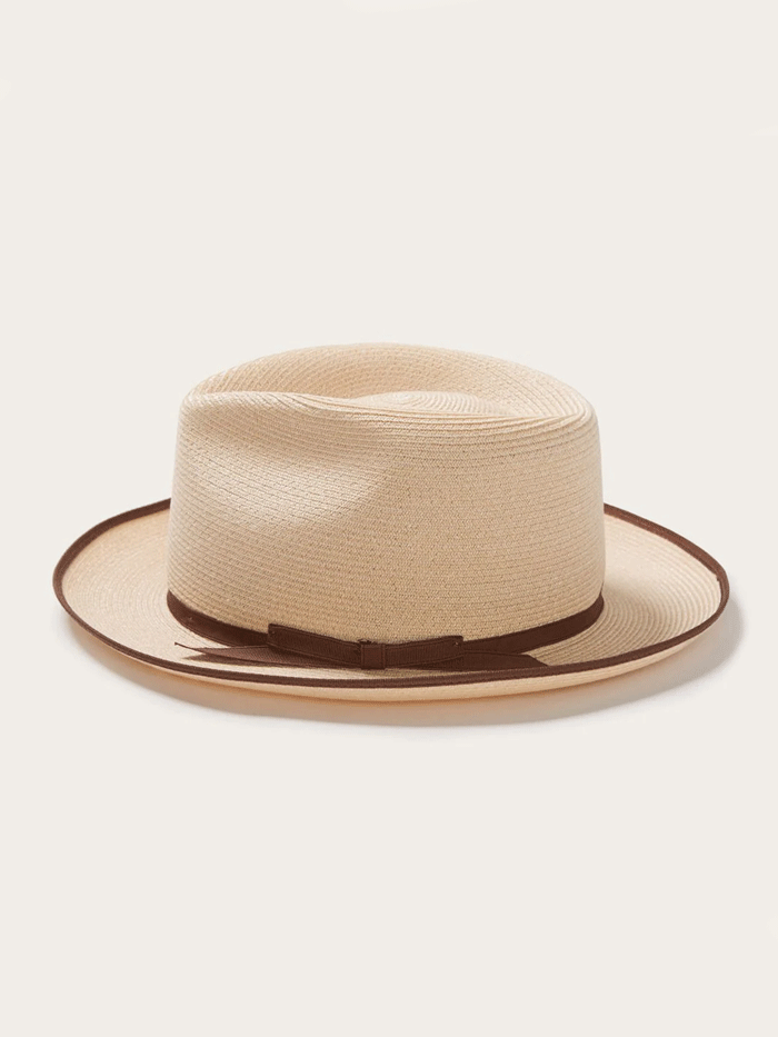 Stetson TSSESTB612481 Stratoliner Hemp Fedora Hat Natural front and side view. If you need any assistance with this item or the purchase of this item please call us at five six one seven four eight eight eight zero one Monday through Saturday 10:00a.m EST to 8:00 p.m EST