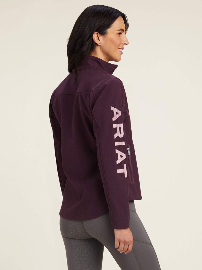 Ariat 10041279 Womens New Team Softshell Jacket Mulberry Heather front and sleeve view. If you need any assistance with this item or the purchase of this item please call us at five six one seven four eight eight eight zero one Monday through Saturday 10:00a.m EST to 8:00 p.m EST