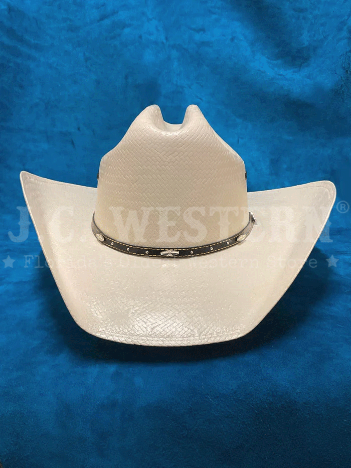 Justin JS1156BKHL4004 10X BLACK HILLS Straw Cowboy Hat Ivory side / front view. If you need any assistance with this item or the purchase of this item please call us at five six one seven four eight eight eight zero one Monday through Saturday 10:00a.m EST to 8:00 p.m EST