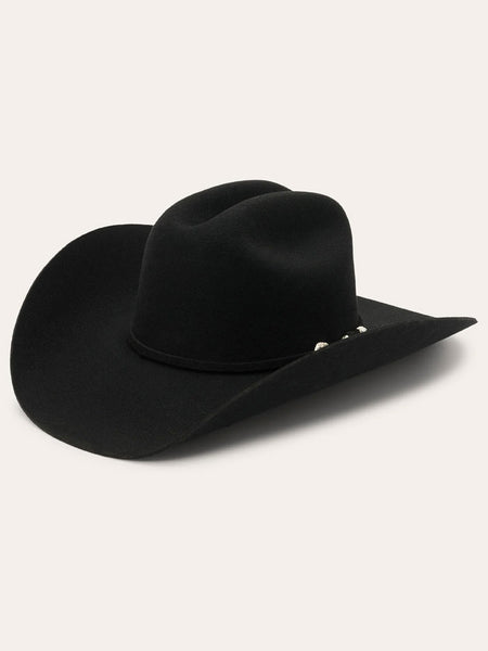 Stetson SBDNCN-724207 DUNCAN 4X Buffalo Felt Hat Black side / front view. If you need any assistance with this item or the purchase of this item please call us at five six one seven four eight eight eight zero one Monday through Saturday 10:00a.m EST to 8:00 p.m EST